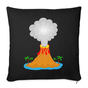 Volcano, eruption, volcanic island, lava, palm trees, mountain - Sofa pillowcase 17,3'' x 17,3'' (45 x 45 cm) - black - Front