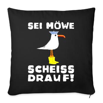 Moin Möwe Seemann Unisex Geschenkidee - Sofakissenbezug 45 x 45 cm - Schwarz - Vorne