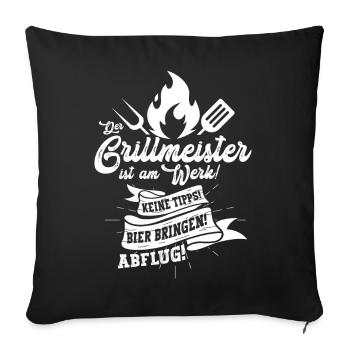 Vatertag Grillmeister Flammenlogo Motiv  - Sofakissenbezug 45 x 45 cm - Schwarz - Vorne
