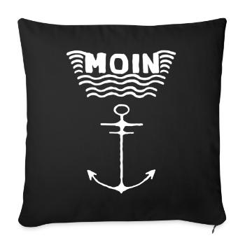 Moin Anker Logo Meer Miesmuschelartwuermchen - Sofakissenbezug 45 x 45 cm - Schwarz - Vorne