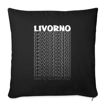 Livourne Italie City Font Skyline Accueil - Housse de coussin décorative 45 x 45 cm - noir - Devant