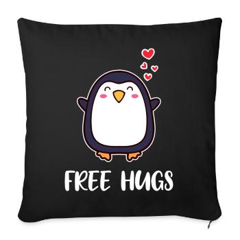 Animal Cute Penguin Heart Statement Seabird South Pole - Sofa pillowcase 17,3'' x 17,3'' (45 x 45 cm) - black - Front