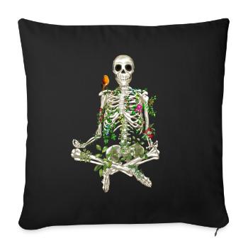 YOGA MÉDITATION SQUELETTE – SQUELETTE ET FLEURS - Housse de coussin décorative 45 x 45 cm - noir - Devant