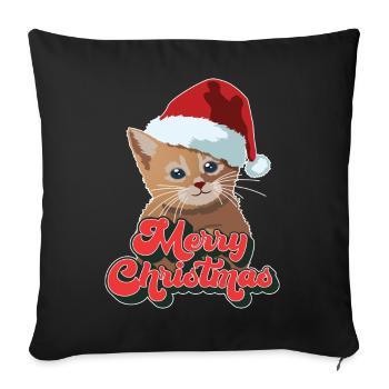 Cadeau de Noël Mignon Drôle de chat Père Noël Joyeux Noël - Housse de coussin décorative 45 x 45 cm - noir - Devant