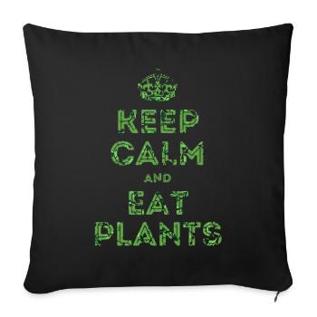 Restez calme et mangez des plantes - Housse de coussin décorative 45 x 45 cm - noir - Devant