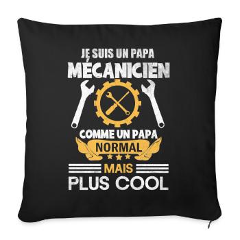 Papa mécanicien comme papa normal mais plus cool - Housse de coussin décorative 45 x 45 cm - noir - Devant