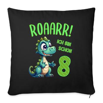 8. Geburtstag Kindergeburtstag Geburtstagsgeschenk - Sofakissenbezug 45 x 45 cm - Schwarz - Vorne