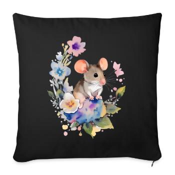 Petite souris - Housse de coussin décorative 45 x 45 cm - noir - Devant
