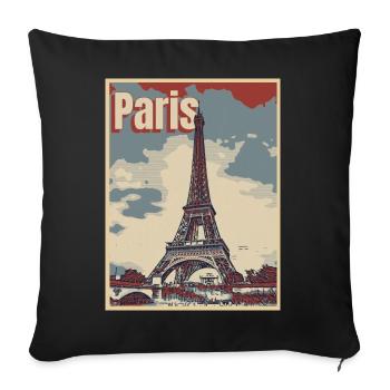 Paris Ville de l’amour - Housse de coussin décorative 45 x 45 cm - noir - Devant