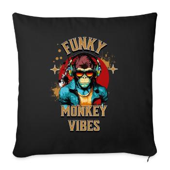 Monkey Sunglasses Headphones Music Funky Vibes - Sofa pillowcase 17,3'' x 17,3'' (45 x 45 cm) - black - Front