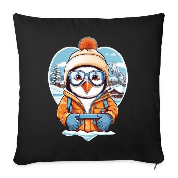 Cute Penguin - Sofa pillowcase 17,3'' x 17,3'' (45 x 45 cm) - black - Front