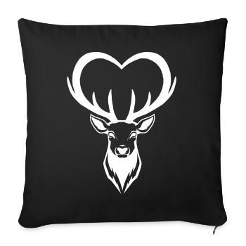 White Deer Heart - Sofa pillowcase 17,3'' x 17,3'' (45 x 45 cm) - black - Front