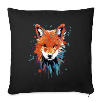 Fox Watercolor - Sofa pillowcase 17,3'' x 17,3'' (45 x 45 cm) - black - Front