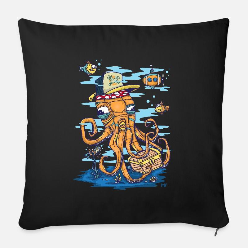 Scène marine - Housse de coussin décorative 45 x 45 cm - noir