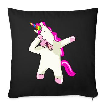 Einhorn Dab Dabbing Licorne - Housse de coussin décorative 45 x 45 cm - noir - Devant