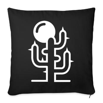 Kaktus Wüste Abenteuer Sonne Symbol minimal Linien - Sofakissenbezug 45 x 45 cm - Schwarz - Vorne
