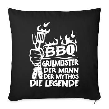 BBQ Grillmeister Mythos Legende - Sofakissenbezug 45 x 45 cm - Schwarz - Vorne