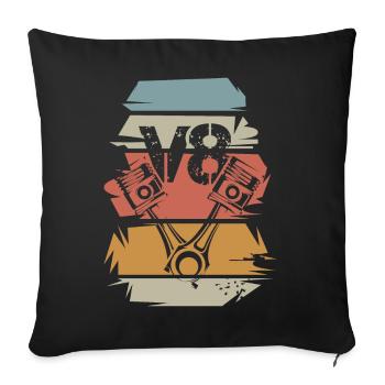 Voiture rétro V8 Muscle cars moteur icône vintage - Housse de coussin décorative 45 x 45 cm - noir - Devant