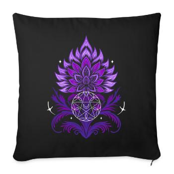 Distel Mandala mit Pentagramm und Sternen - Sofakissenbezug 45 x 45 cm - Schwarz - Vorne