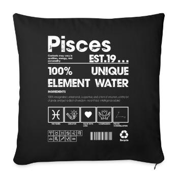 Pisces Water Element Art - Sofa pillowcase 17,3'' x 17,3'' (45 x 45 cm) - black - Front
