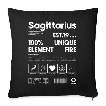 Emblème du zodiaque Sagittaire unique - Housse de coussin décorative 45 x 45 cm - noir - Devant