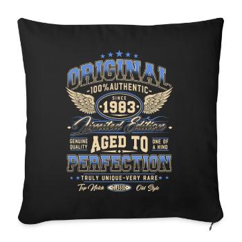 Original 1983 Vintage Born Cadeau d’anniversaire - Housse de coussin décorative 45 x 45 cm - noir - Devant