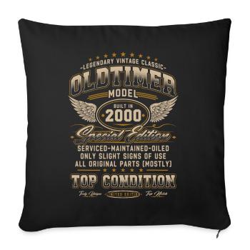 Voiture de collection Année 2000 Vintage Cadeau d’anniversaire - Housse de coussin décorative 45 x 45 cm - noir - Devant