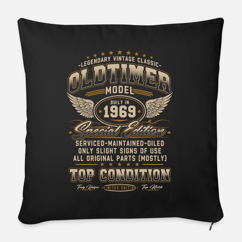 Oldtimer Baujahr 1969 Jahrgang Geburtstag Geschenk - Sofakissenbezug 45 x 45 cm - Schwarz