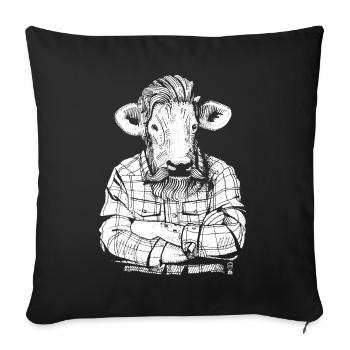 Mister Beef (white version) - Sofa pillowcase 17,3'' x 17,3'' (45 x 45 cm) - black - Front