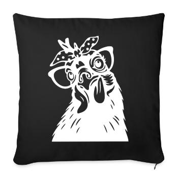 Drôle de poulet avec bandana Art - Housse de coussin décorative 45 x 45 cm - noir - Devant
