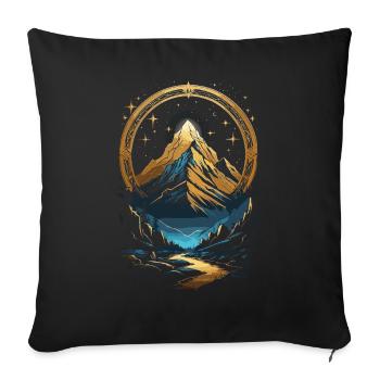 Golden Mountain Landscape with Celestial Frame - Sofa pillowcase 17,3'' x 17,3'' (45 x 45 cm) - black - Front
