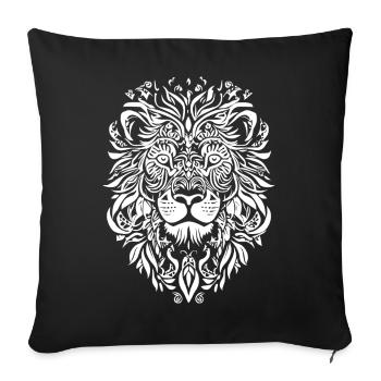 Tatouage tête de lion enflammé - Housse de coussin décorative 45 x 45 cm - noir - Devant