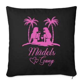 filles gang plage illustration - Housse de coussin décorative 45 x 45 cm - noir - Devant