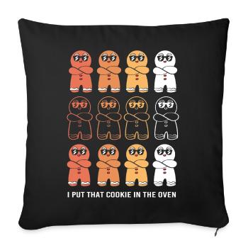 Grossesse Naissance Pain d’épices Noël - Housse de coussin décorative 45 x 45 cm - noir - Devant