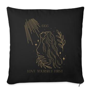 Or Fine Line Femme Soleil 666 – Aimez-vous d’abord - Housse de coussin décorative 45 x 45 cm - noir - Devant