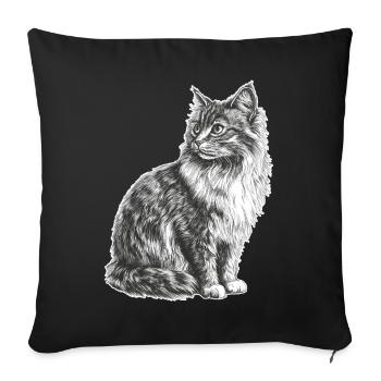 Chat - Housse de coussin décorative 45 x 45 cm - noir - Devant