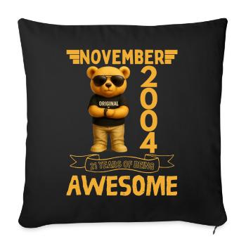 November 2004, 21 Years of Being Awesome - Housse de coussin décorative 45 x 45 cm - noir - Devant