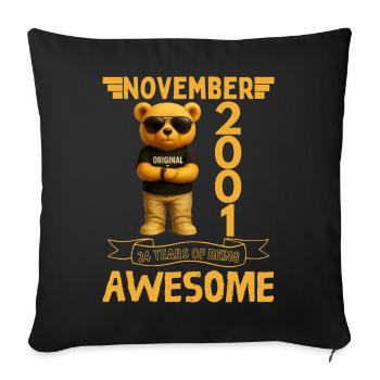 Ours en Peluche 24 Ans Novembre 2001 - Housse de coussin décorative 45 x 45 cm - noir - Devant