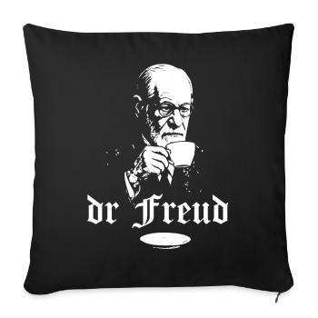 Dr Freud Tea Time Portrait - Sofa pillowcase 17,3'' x 17,3'' (45 x 45 cm) - black - Front