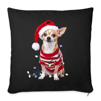 Chihuahua Chihuahua Chihuahua Pull de Noël Mignon - Housse de coussin décorative 45 x 45 cm - noir - Devant