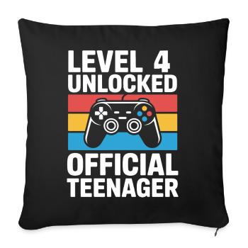 Level 4 Unlocked Birthday Gamer Birthday - Sofa pillowcase 17,3'' x 17,3'' (45 x 45 cm) - black - Front