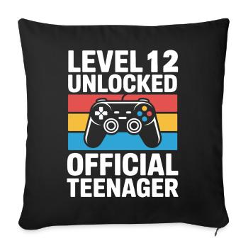 Level 12 Entsperrter offizieller Teenager - Sofakissenbezug 45 x 45 cm - Schwarz - Vorne