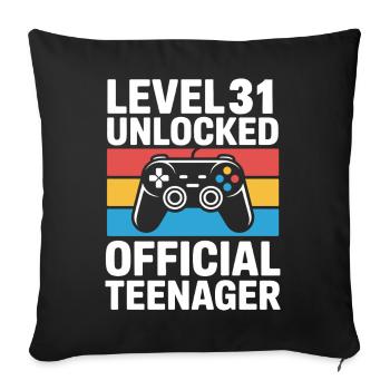 Niveau 31 Adolescent officiel débloqué - Housse de coussin décorative 45 x 45 cm - noir - Devant