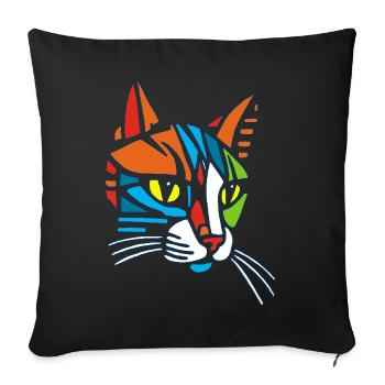 Tribal Mosaic Cat - Sofa pillowcase 17,3'' x 17,3'' (45 x 45 cm) - black - Front