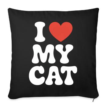 I Love My Cat Ich Liebe Meine Katze - Sofa pillowcase 17,3'' x 17,3'' (45 x 45 cm) - black - Front