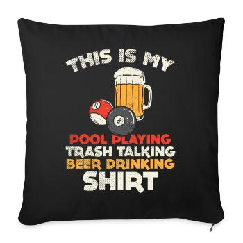 Billard rétro jouant à la blague, bière à la bière - Housse de coussin décorative 45 x 45 cm - noir - Devant