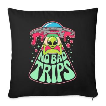 No Bad Trips OVNI extraterrestres Psychédélique Rétro Art - Housse de coussin décorative 45 x 45 cm - noir - Devant