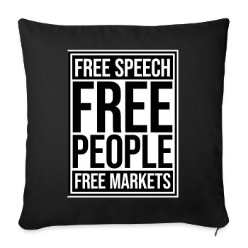 Free Speech Markets People Libertarian Freedom Logo - Sofa pillowcase 17,3'' x 17,3'' (45 x 45 cm) - black - Front