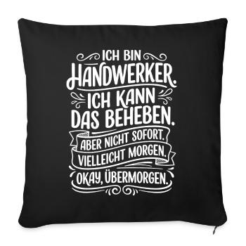 Dicton artisan dans le style tableau noir - Housse de coussin décorative 45 x 45 cm - noir - Devant