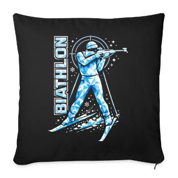 Fan de sports d’hiver avec cadeau de biathlon - Housse de coussin décorative 45 x 45 cm - noir - Devant